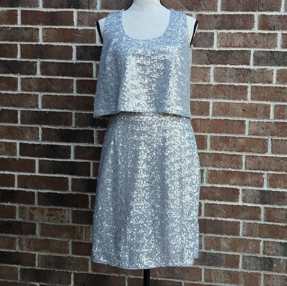 Laundry Shelli Segal Sleeveless Sequin Overlay Bodycon Dress